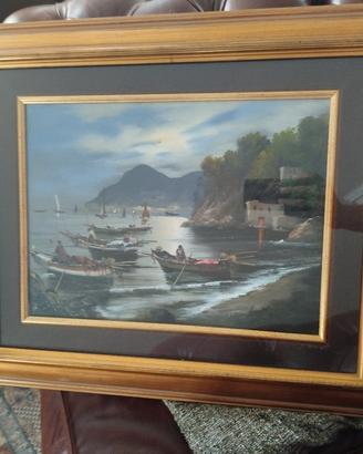 Quadro Olio su Tela Mario Galanti Pescatori 