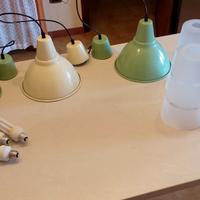 Lampadario metallo e/o vetro verde e avorio