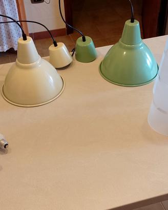 Lampadario metallo e/o vetro verde e avorio