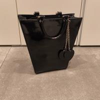 Borsa in vera pelle lucida - nera - made in
Italy