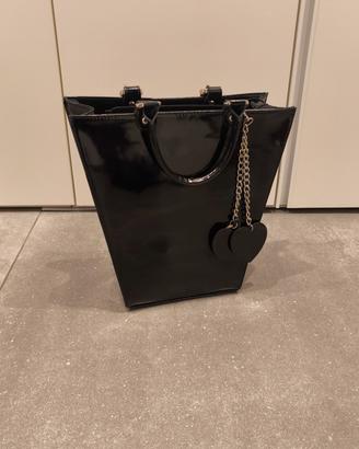 Borsa in vera pelle lucida - nera - made in
Italy