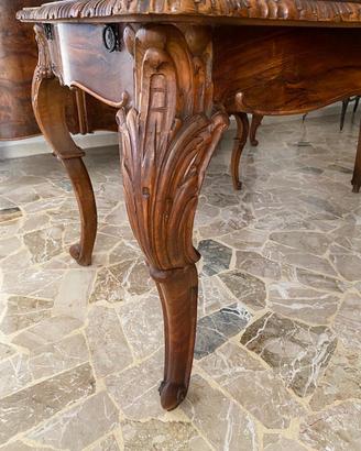 Tavolo allungabile Chippendale del 1930 e 6 sedie 