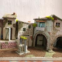 Presepe artigianale con luci 65x35x25