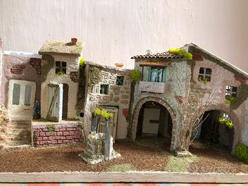 Presepe artigianale con luci 65x35x25