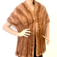 Stola bolero vera pelliccia visone beige miele