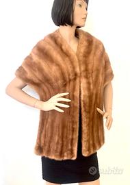 Stola bolero vera pelliccia visone beige miele