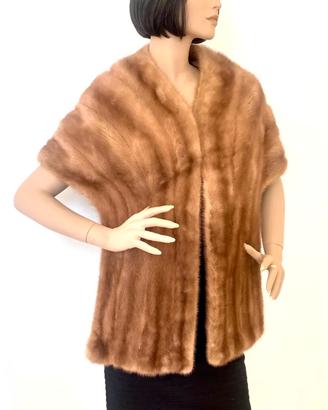 Stola bolero vera pelliccia visone beige miele