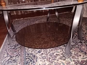 Tavolino per sala in vetro, artigianale