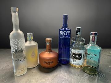 4 lotto bottiglie gin vuote