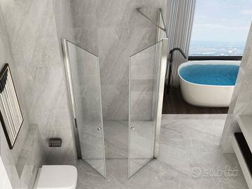 Box doccia Frameless Vetro 2 lati  Fisso + Porte