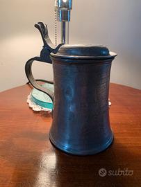 Antico boccale birra in peltro punzonato