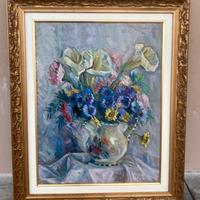 Quadro Eligio Agriconi 1954 Natura Morta Floreale