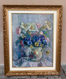 Quadro Eligio Agriconi 1954 Natura Morta Floreale