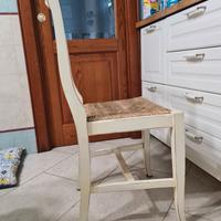 4 Sedie legno massello e corda intrecciata