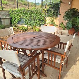 tavolo giardino tondo teak + 4 sedie regista