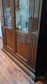 cristalliera in stile arte povera, legno massello