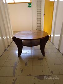 Tavolino vintage rotondo Ø80 cm con ripiano