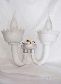 2 APPLIQUES IN VETRO BIANCO ROTTURE SEC. XX