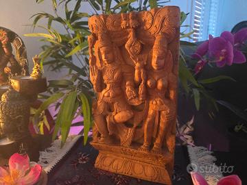 Pannello Intagliato Indiano Shiva e Parvati