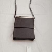 Borsa a tracolla marrone con dettagli oro donna 