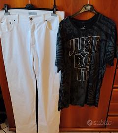 jeans bianchi uomo cotone 54 tiscer 2xxl nike 