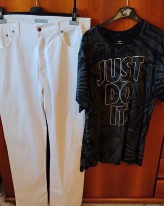 jeans bianchi uomo cotone 54 tiscer 2xxl nike 