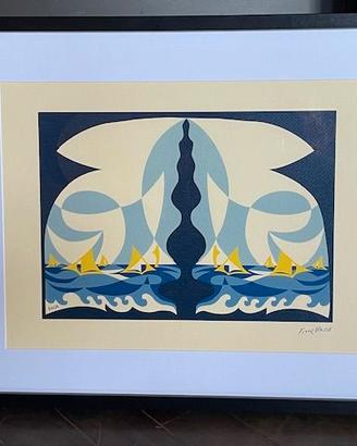 Litografia di Giacomo Balla LINEE FORZA MARE