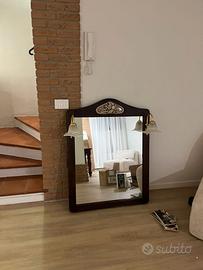 Specchio in legno Arte Povera con applique