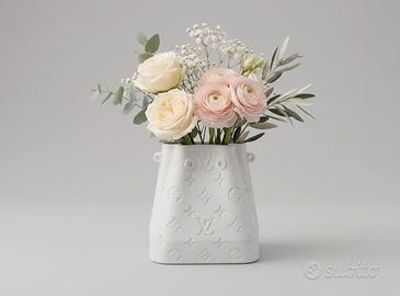 Vaso/Portaoggetti Bianco Opaco con Trama LV