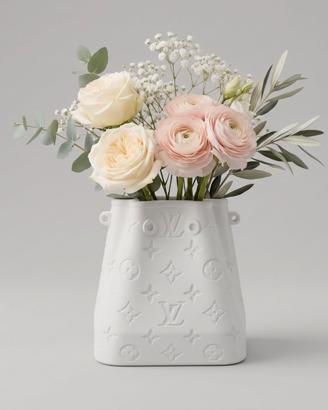Vaso/Portaoggetti Bianco Opaco con Trama LV