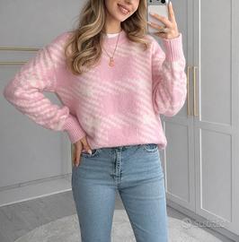 Maglione rosa a quadri