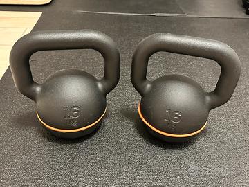Coppia Kettlebell Domyos 16kg in ghisa- base gomma