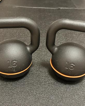 Coppia Kettlebell Domyos 16kg in ghisa- base gomma