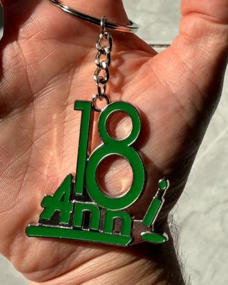 Portachiavi 18 Anni Verde compleanno metallo nuovo