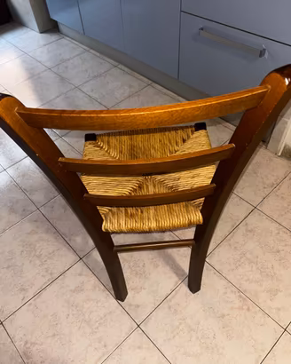 6 Sedie Rustiche in Legno e Paglia (Arte Povera)