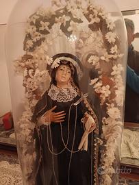 Madonna antica in campana di vetro