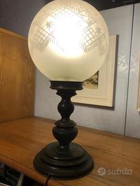 lampada anni 70 in vetro di Murano e ottone brunit