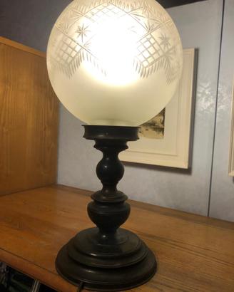 lampada anni 70 in vetro di Murano e ottone brunit