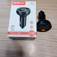 Trasmettitore Bluetooth+FM e ricarica USB auto 