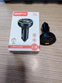 Trasmettitore Bluetooth+FM e ricarica USB auto 