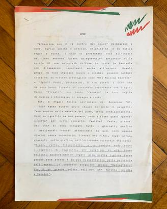 CCCP FEDELI ALLA LINEA comunicato stampa originale