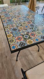 Tavolo 150x80cm in Ferro Battuto Mosaico Maioliche