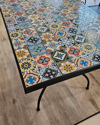 Tavolo 150x80cm in Ferro Battuto Mosaico Maioliche