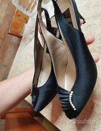 Scarpe da donna in raso nere (Taglia 35)