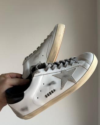 Golden Goose Super-Star, Bianco/Nero, Taglia 43