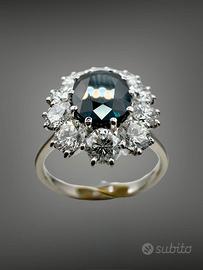 anello zaffiro ceylon oro bianco 18 kt