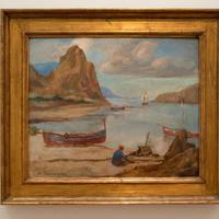 Quadro  Veduta di Paesaggio Marittimo con Barche