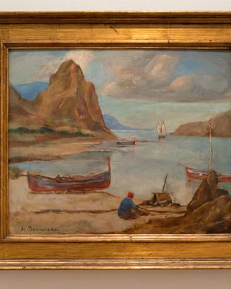 Quadro  Veduta di Paesaggio Marittimo con Barche