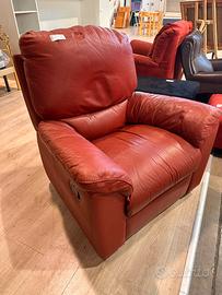 Poltrona recliner bordeaux in pelle