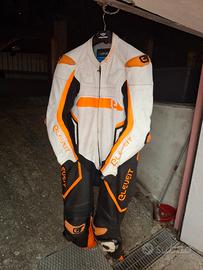 Tuta moto Eleveit Bianca Arancione